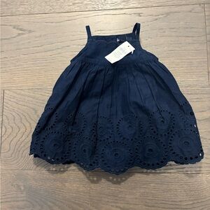 Baby gap baby navy eyelit baby dress 0-3M NWT ret $50